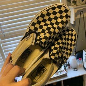 Black and White Checker Slip On Vans